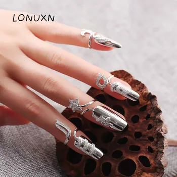 925 silver Women Party Wedding Gifts Fashion Finger Charming Jewelry flowers Pattern Rhinestones Flowers Finger Tip Nail Ring
925 silver Women Party Wedding Gifts Fashion Finger Charming Jewelry flowers Pattern Rhinestones Flowers Finger Tip Nail Ring
