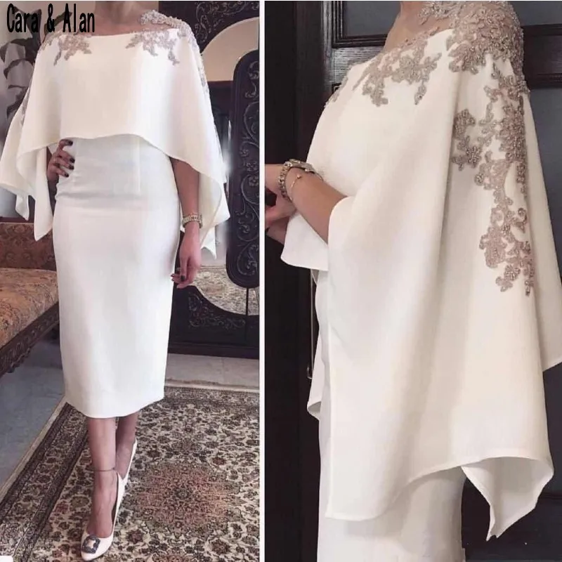 Elegant White Tea Length Evening Dresses With Lace Appliqes Sheath Beads Formal Prom Dress Fashion Party Gowns
Elegant White Tea Length Evening Dresses With Lace Appliqes Sheath Beads Formal Prom Dress Fashion Party Gowns