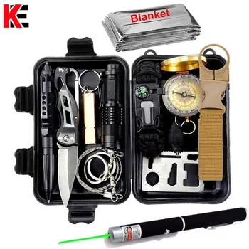 Outdoor Survival Kit Set Military Travel Camping Emergency Tools Kit Multifunctional Survive Wristband Whistle Blanket Knife 
Outdoor Survival Kit Set Military Travel Camping Emergency Tools Kit Multifunctional Survive Wristband Whistle Blanket Knife