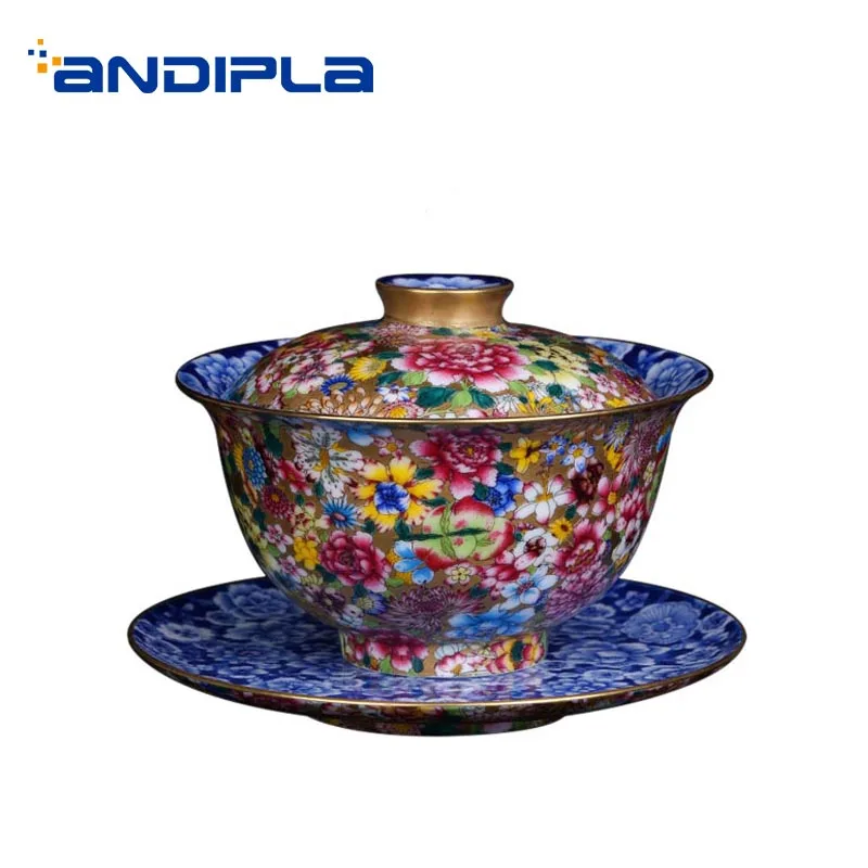 Цзиндэчжэнь Gaiwan 180 мл ручная роспись эмалью благородная чайная чаша керамическая