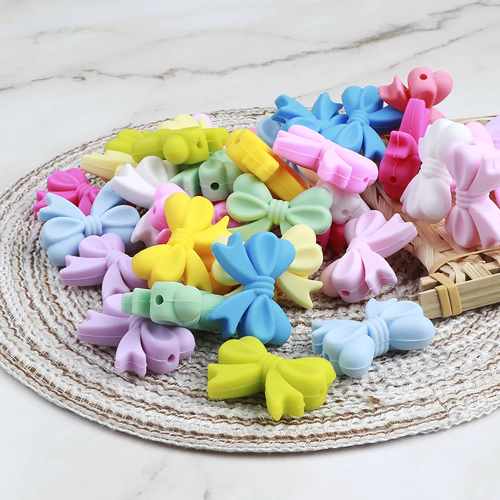 Silicone Beads For Necklaces Marking, 100pcs Bow Loose Beads Silicone teething Accessories DIY Childen's Goods Teether BPA Free
Silicone Beads For Necklaces Marking, 100pcs Bow Loose Beads Silicone teething Accessories DIY Childen's Goods Teether BPA Free
