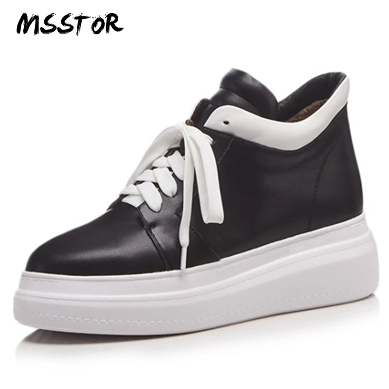 MSSTOR Cross-tied Women Sneaker Genuine Leather Fashion Casual Spring Platform Shoes Round Toe Mixed Colors High Top Sneakers 
MSSTOR Cross-tied Women Sneaker Genuine Leather Fashion Casual Spring Platform Shoes Round Toe Mixed Colors High Top Sneakers
