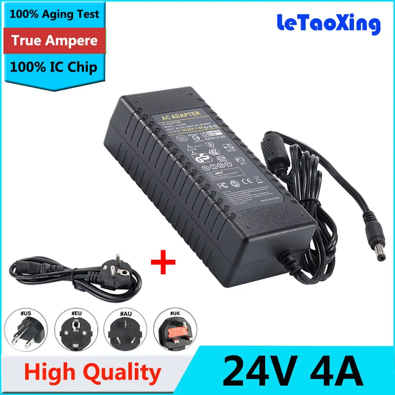 DC 24V 4A LED Switching Power Supply 3A Adapter AC100-240V to DC24V 96W Transformer for Led Strip EU UK US AU Plug With IC Chip
DC 24V 4A LED Switching Power Supply 3A Adapter AC100-240V to DC24V 96W Transformer for Led Strip EU UK US AU Plug With IC Chip