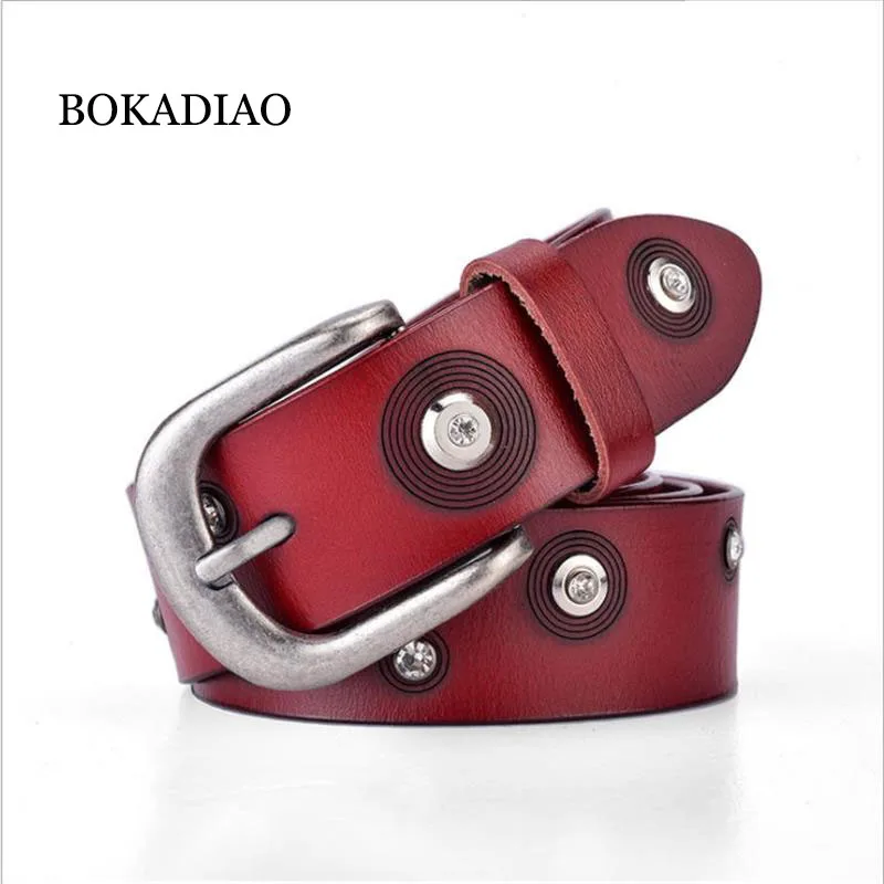 BOKADIAO women belt punk Pin buckle Vintage Rhinestone geometry Rivets luxury lady's original leather belts for women black belt
BOKADIAO women belt punk Pin buckle Vintage Rhinestone geometry Rivets luxury lady's original leather belts for women black belt