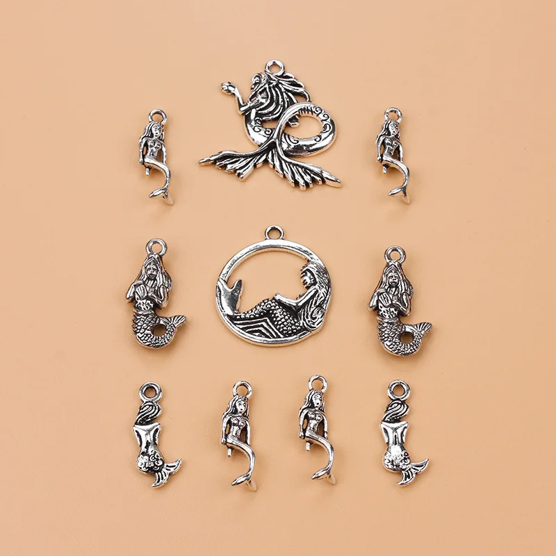 10pcs Mix model mermaid pendant Charms Antique Silver alloy Jewelry DIY Fit Bracelets Necklaces Anklets
10pcs Mix model mermaid pendant Charms Antique Silver alloy Jewelry DIY Fit Bracelets Necklaces Anklets