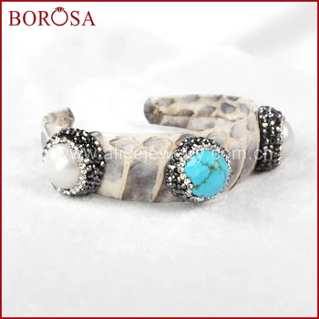 BOROSA Druzy Three Round Multi-Kind Stone Paved Zircon Cuff Bangles Bracelets,Fashion Howlite Stone Gems Bangle for Women JAB433
BOROSA Druzy Three Round Multi-Kind Stone Paved Zircon Cuff Bangles Bracelets,Fashion Howlite Stone Gems Bangle for Women JAB433