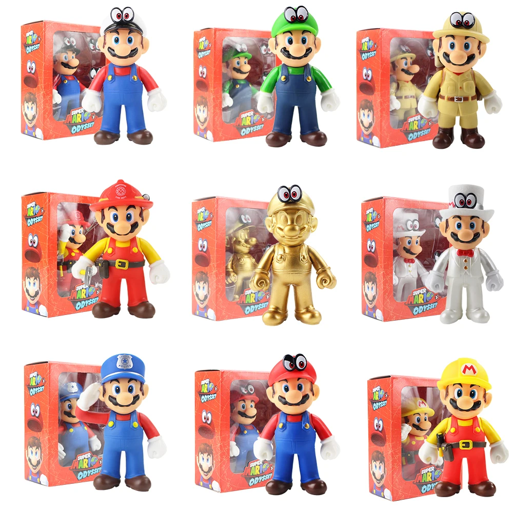 16CM Super Mario Figures mario bros Toys Odyssey Mario Luigi Princess PVC action figure Model Dolls With box
16CM Super Mario Figures mario bros Toys Odyssey Mario Luigi Princess PVC action figure Model Dolls With box