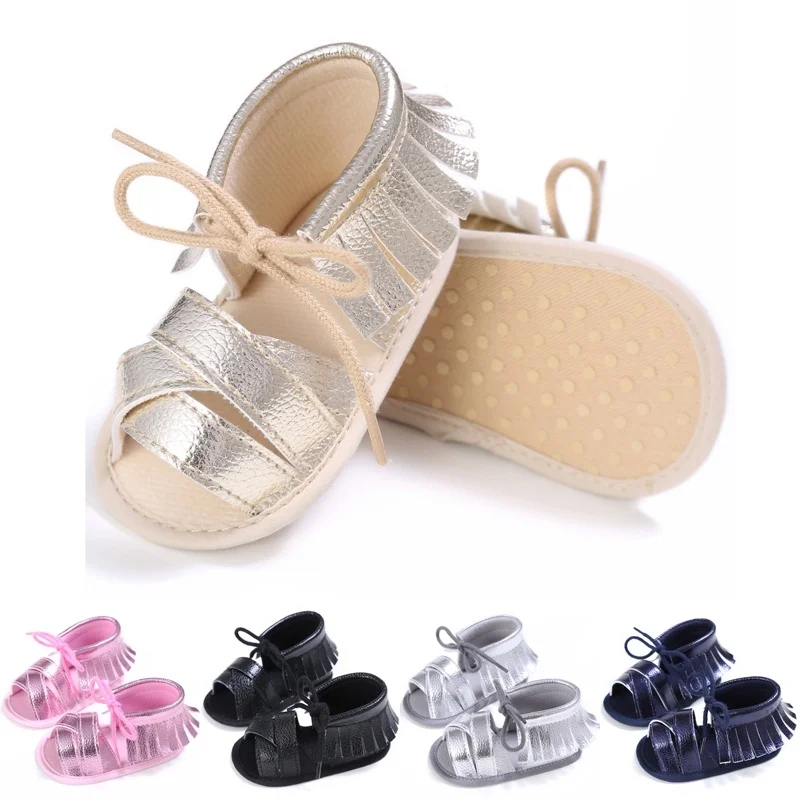 

Focusnorm Summer Infant Baby Girls Boys Sandals Tassel Anti-Slip Crib Shoes Soft Sole Prewalkers Toddler Kids Shoes