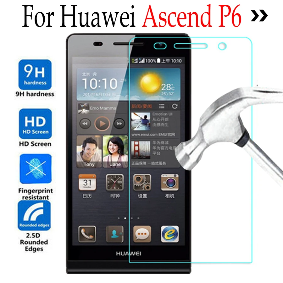 

9H Premium Tempered Glass For Huawei Ascend P6 P6S S-U06 Screen Protector For Huawei P6 glass Cover phone protective film Case