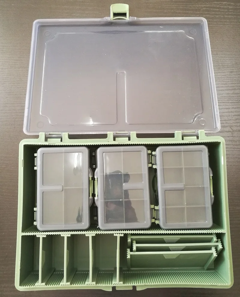 Medium Carp Tackle box with Fishing Tackles Storage System - -6 Bit Boxes and 7 Removable Dividers for Lake and Sea Fishing
Medium Carp Tackle box with Fishing Tackles Storage System - -6 Bit Boxes and 7 Removable Dividers for Lake and Sea Fishing