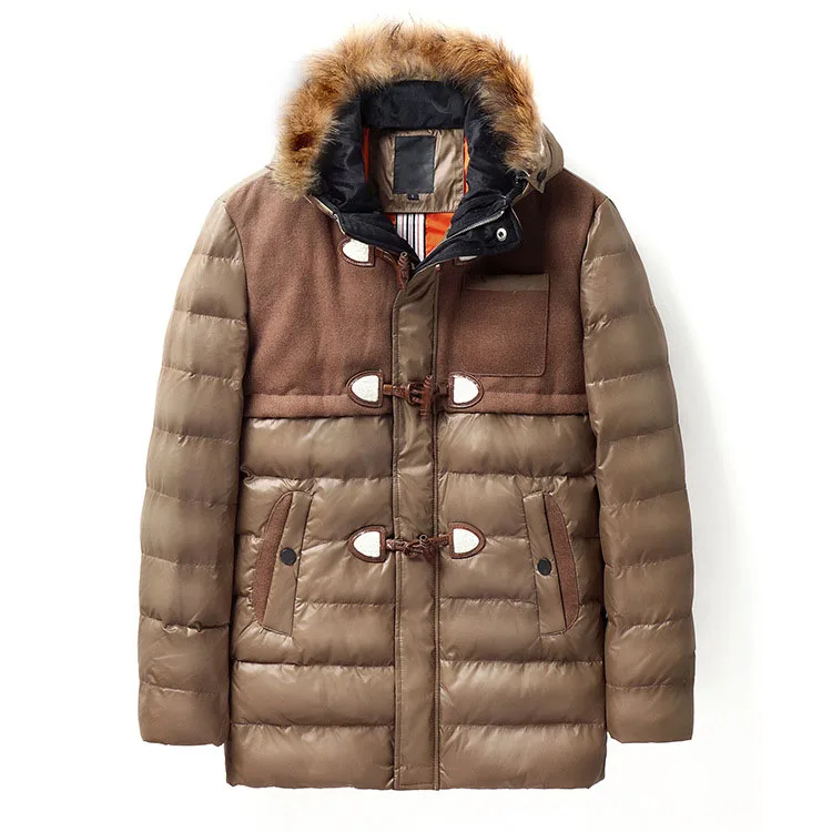 Aolamegs Winter Down Jacket Men Hooded Fur Collar White Duck Down Coat Fashion Patchwork Slim Fit Youth Windproof Jacket Outwear (7)