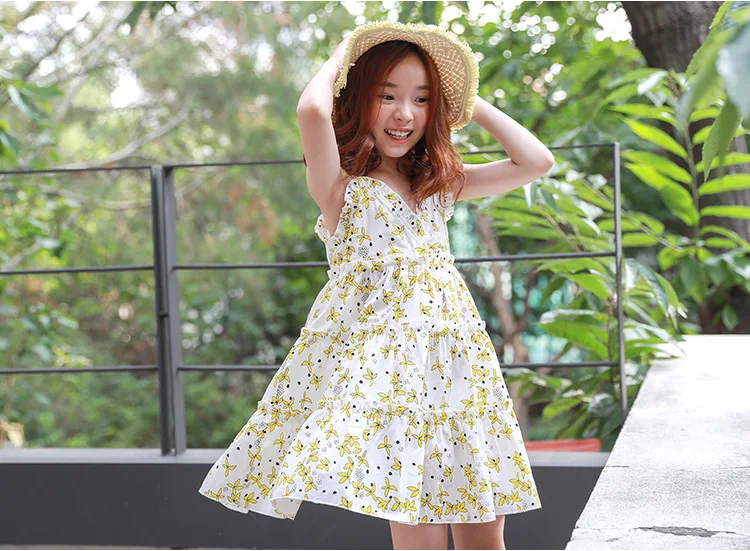 v-neck printed suspender dress baby big girls summer 2018 sundress clothing children kids dresses for girls party wear clothes (7)