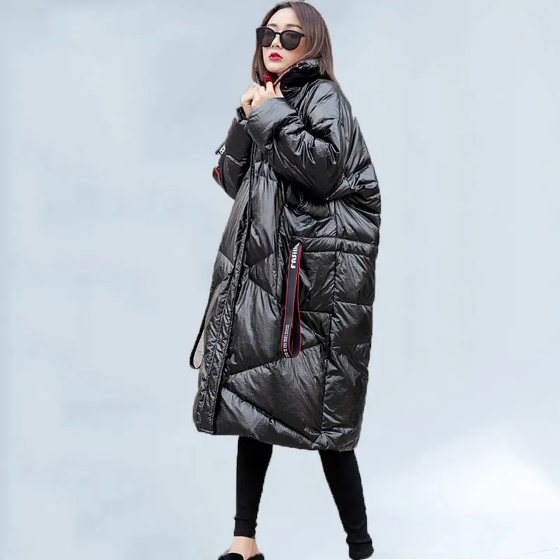 2019 Down Jacket Female Winter Korean Letter Stream Belt Waist Loose Glossy Duck Down Black Long Thick Coat Women Fashion 476
2019 Down Jacket Female Winter Korean Letter Stream Belt Waist Loose Glossy Duck Down Black Long Thick Coat Women Fashion 476