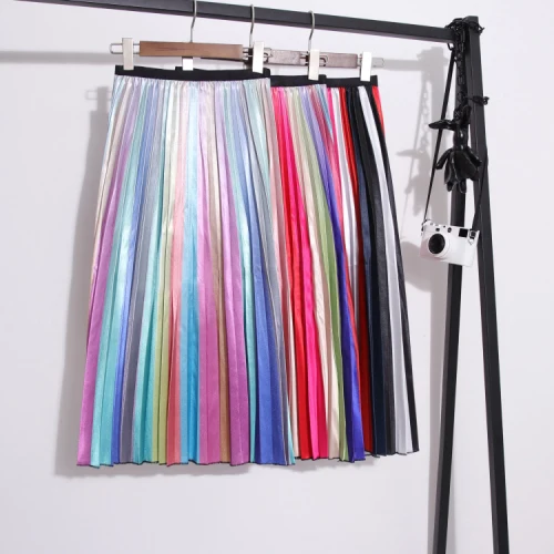 TingYiLi Rainbow Satin Pleated Skirt Elastic High Waist Long Skirt Autumn Winter Striped Maxi Skirts Womens
TingYiLi Rainbow Satin Pleated Skirt Elastic High Waist Long Skirt Autumn Winter Striped Maxi Skirts Womens