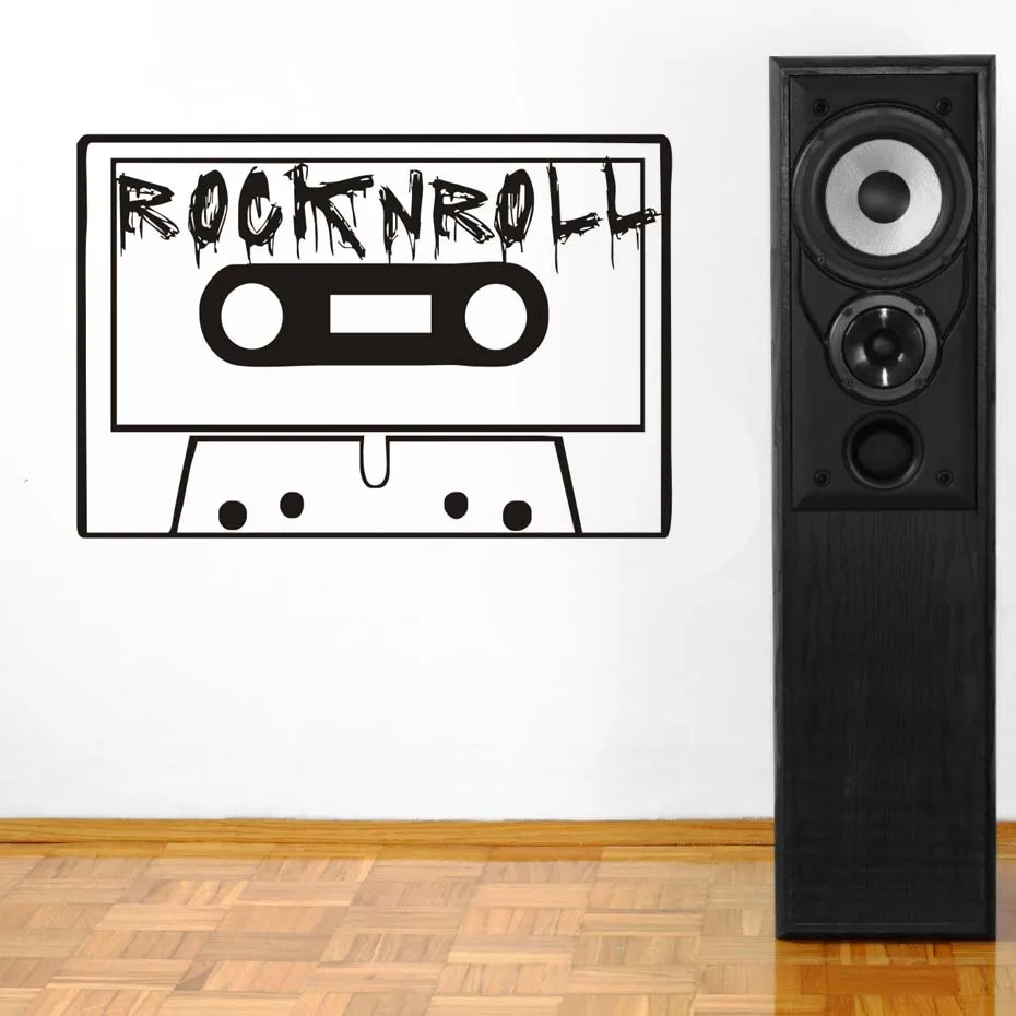 Rocknroll Music Magnetic Cassette Tape Wall Art Murals Vinyl Wall Sticker For Bedroom Home Decor Music Room Removable Wallpaper (3)