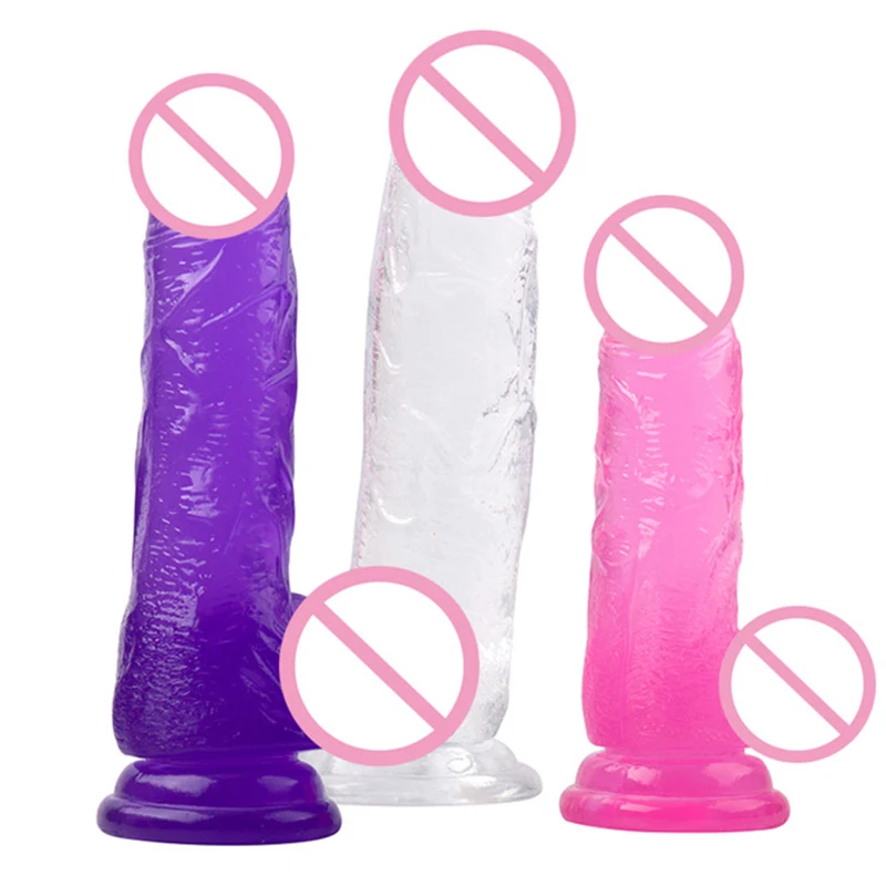 Silicone Crystal Jelly Dildo Soft Male Artificial Penis Plug Butt Plug With Suction Cup Dick Adult Sex Toy For Woman