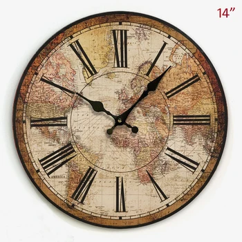 Amercian Country Style Antique World Map Design Home Decor 14 inches Round MDF Wall Clock
Amercian Country Style Antique World Map Design Home Decor 14 inches Round MDF Wall Clock
