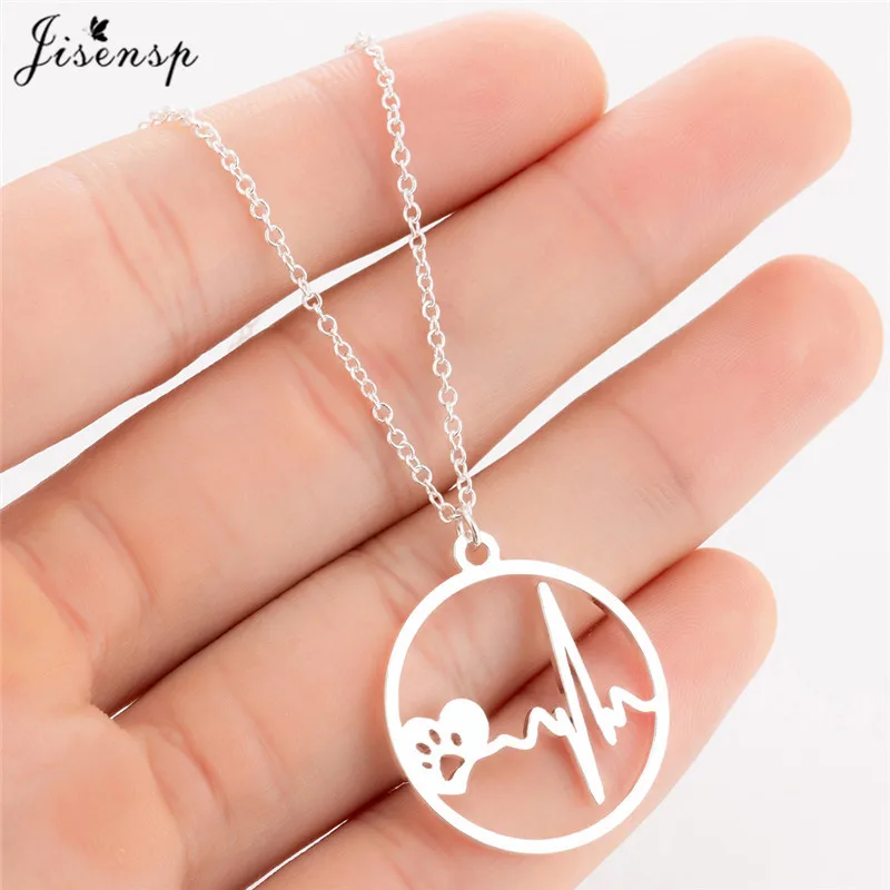 Jisensp Hollow Pet Paw Footprint Dog Necklace for Women Cute Animal Love Heart Pendant Necklace Stainless Steel Heartbeat kolye
Jisensp Hollow Pet Paw Footprint Dog Necklace for Women Cute Animal Love Heart Pendant Necklace Stainless Steel Heartbeat kolye