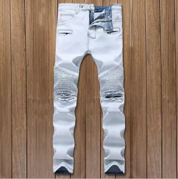 28-42 2019 new European and American trend men's locomotive personality hole jeans stretch straight slim trousers plus size
28-42 2019 new European and American trend men's locomotive personality hole jeans stretch straight slim trousers plus size