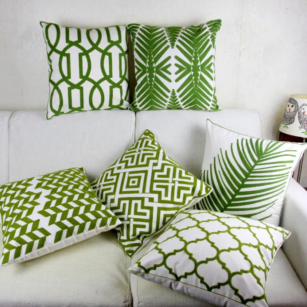 Green Embroidery Cushion Cover Geometric Leaves Moroccan Pillow Case with Embroidered For Sofa Seat Simple Home Decor 45*45cm
Green Embroidery Cushion Cover Geometric Leaves Moroccan Pillow Case with Embroidered For Sofa Seat Simple Home Decor 45*45cm