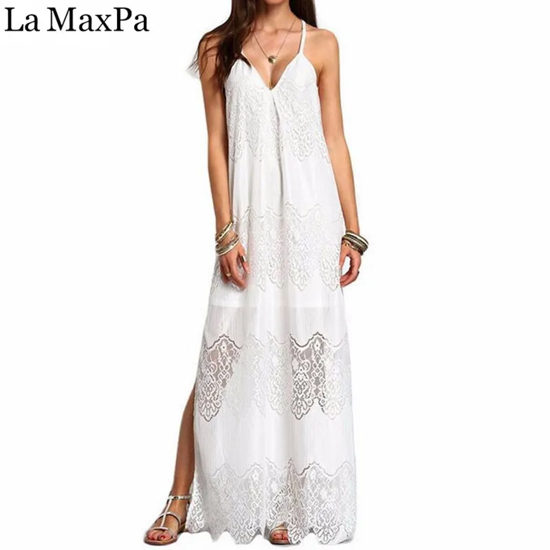 Vestido De Festa Long Lace Dresses 2019 Women Summer Beach Wear White Deep V Neck Split Slip Sleeveless Maxi Dress Plus Size 5XL
Vestido De Festa Long Lace Dresses 2019 Women Summer Beach Wear White Deep V Neck Split Slip Sleeveless Maxi Dress Plus Size 5XL