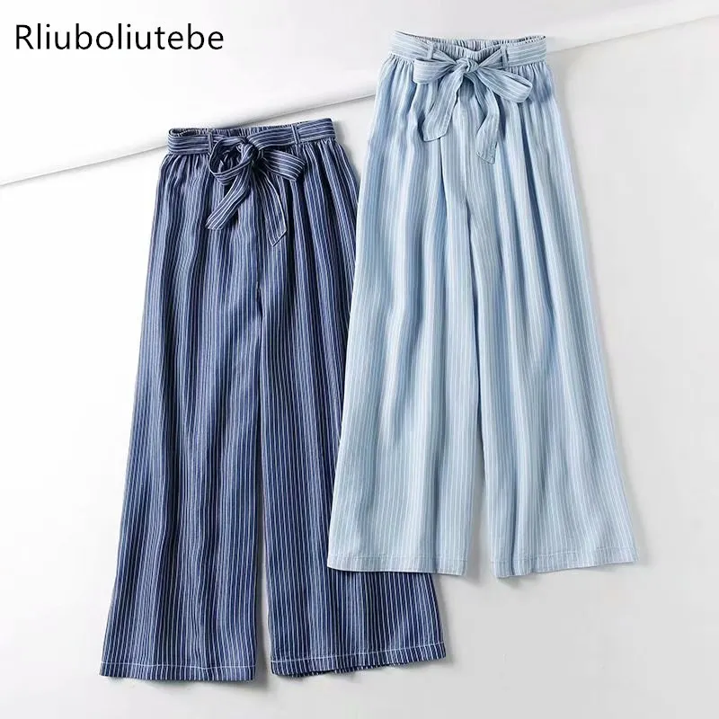 striped tecel denim wide leg pants with belt bow light blue Jeans loose palazzo pants elastic waist casual autumn pants summer
striped tecel denim wide leg pants with belt bow light blue Jeans loose palazzo pants elastic waist casual autumn pants summer
