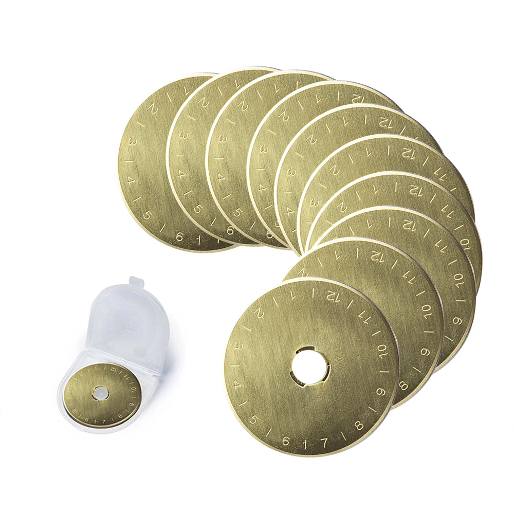10Pcs 45mm Titanium Coated Rotary Cutter Blades, Perfect for Cuts Fabric, Sewing, Leather and Paper
10Pcs 45mm Titanium Coated Rotary Cutter Blades, Perfect for Cuts Fabric, Sewing, Leather and Paper