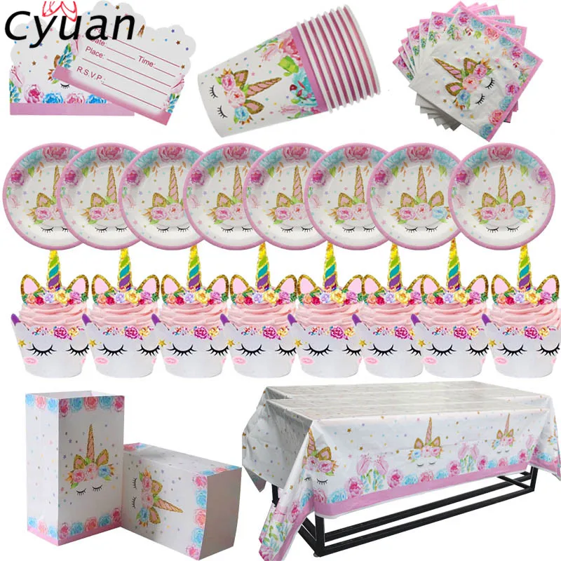 Cyuan Unicorn Birthday Party Decor Paper Cup Plate Napkin Cake Toppers Kids Party Disposable Tableware Sets Baby Shower Supplies
Cyuan Unicorn Birthday Party Decor Paper Cup Plate Napkin Cake Toppers Kids Party Disposable Tableware Sets Baby Shower Supplies