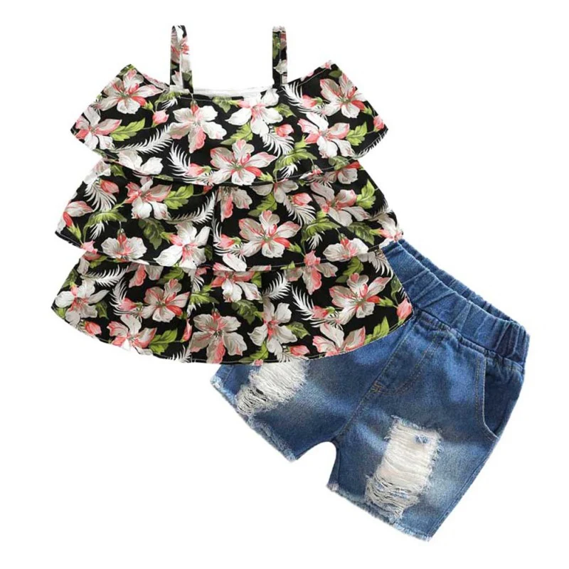 Summer Baby Girls Clothes Set Fashion Sleeveless Floral Print Strap T-shirt Tops+Denim Shorts Suits Casual Outfits Sets13
Summer Baby Girls Clothes Set Fashion Sleeveless Floral Print Strap T-shirt Tops+Denim Shorts Suits Casual Outfits Sets13