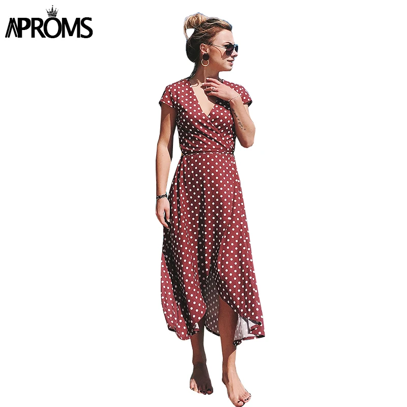 Aproms Chic V Neck Polka Dot Sexy Women Midi Dress Short Sleeve Loose Dress High Waist Beach Dress Summer Dress 2019 Vestidos
Aproms Chic V Neck Polka Dot Sexy Women Midi Dress Short Sleeve Loose Dress High Waist Beach Dress Summer Dress 2019 Vestidos