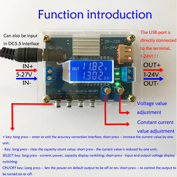 DC DC Buck Converter CC CV Power Module 1-24V 3A Adjustable Regulated power supply 5V 12V
DC DC Buck Converter CC CV Power Module 1-24V 3A Adjustable Regulated power supply 5V 12V