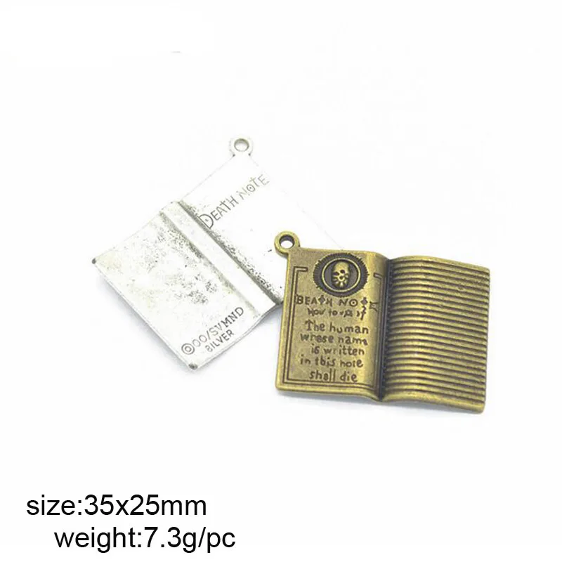 15pcs/lot 35x25mm Zinc Alloy Antique Silver/Antique Bronze Death Note DIY Charms Pendants
15pcs/lot 35x25mm Zinc Alloy Antique Silver/Antique Bronze Death Note DIY Charms Pendants
