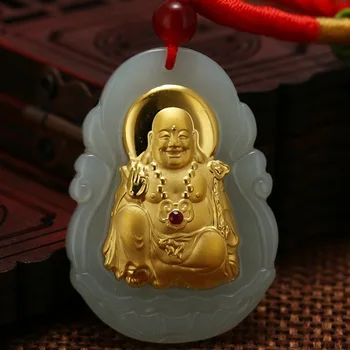 Authentic natural 4D gold-encrusted jade Guanyin Buddha thickened gold jade pendant and Tian Baiyu 24K foot gold
Authentic natural 4D gold-encrusted jade Guanyin Buddha thickened gold jade pendant and Tian Baiyu 24K foot gold