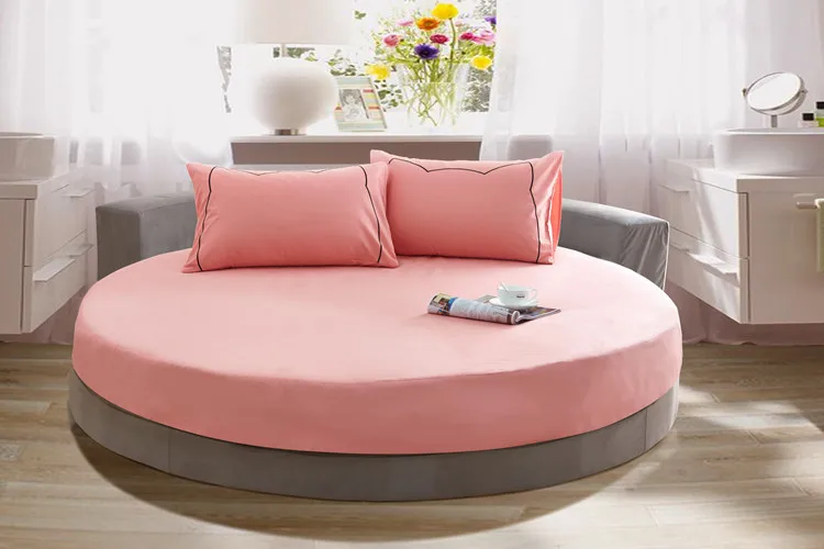 Yuvarlak Lastikli Carsaf Seti 3 Adet 4 Adet Elastik Yatak Kapak Koruyucu Kati Renk Pamuk Cift Kisilik Yatak Seti Yuvarlak Yatak Icin Yatak Bedding Sets Aliexpress