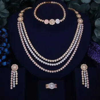 GODKI Luxury Flower Leaf Design Women Nigerian Wedding Naija Bride Cubic Zirconia Necklace Dubai 4PCS Wedding Jewelry Set
GODKI Luxury Flower Leaf Design Women Nigerian Wedding Naija Bride Cubic Zirconia Necklace Dubai 4PCS Wedding Jewelry Set