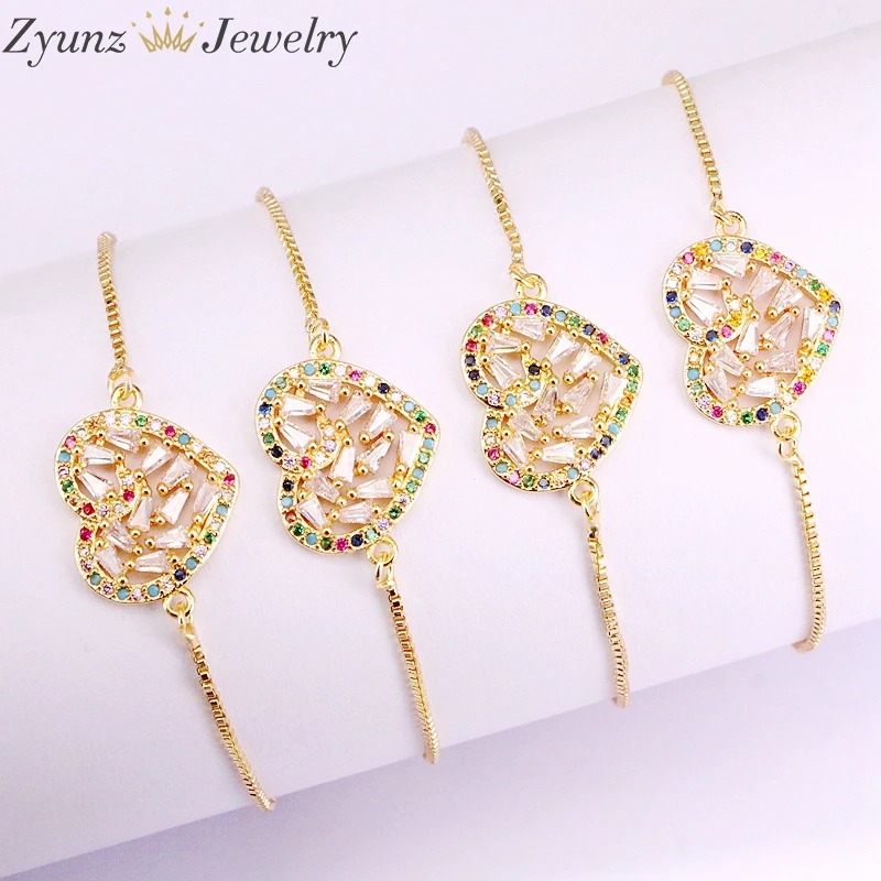 10PCS, Rainbow CZ Micro Cubic Zirconia Charm Bracelets Adjustable Chain Heart Shape Bracelet Gold Color For Women Jewelry
10PCS, Rainbow CZ Micro Cubic Zirconia Charm Bracelets Adjustable Chain Heart Shape Bracelet Gold Color For Women Jewelry