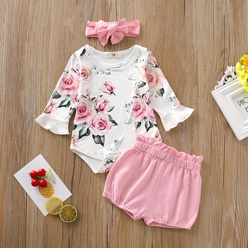 2019 Autumn Newborn Baby Girls Cotton Suit Sweet Casual Pink Long sleeve Floral Printed Rompers+Triangle Trousers+Headband
2019 Autumn Newborn Baby Girls Cotton Suit Sweet Casual Pink Long sleeve Floral Printed Rompers+Triangle Trousers+Headband