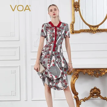 VOA Silk Floral Print Shirt Dress Irregular Women Midi Dresses Sweet Peter Pan Collar Retro Chinese Style Slim Short Sleeve A896
VOA Silk Floral Print Shirt Dress Irregular Women Midi Dresses Sweet Peter Pan Collar Retro Chinese Style Slim Short Sleeve A896