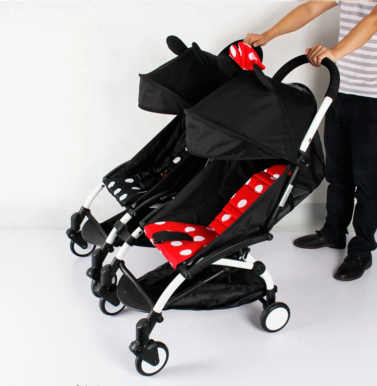 Image Baby Stroller for Twins Baby Carrige Infant Double Seat Pushchair Folding Two Babies Twins Stroller Newborn Poussette Pram