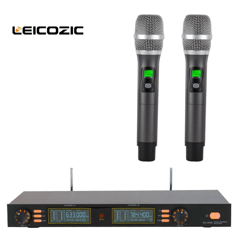 Leicozic Hanheld Microphone Professional 512-537MHz / 633-784MHz UHF dual channels wireless microfone microfono handheld mic
Leicozic Hanheld Microphone Professional 512-537MHz / 633-784MHz UHF dual channels wireless microfone microfono handheld mic