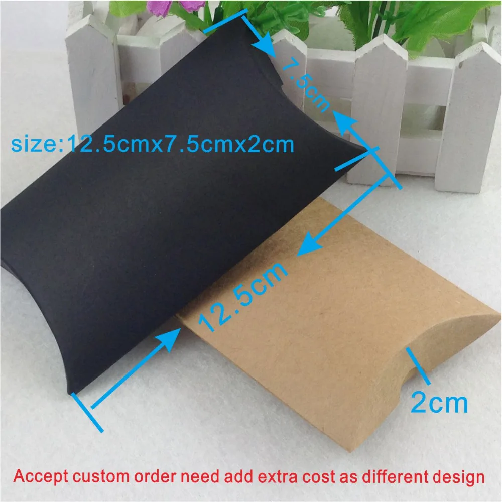 100pcs Lot Kraft Gift Box Kraft Pillow Box Black Jewelry Pillow