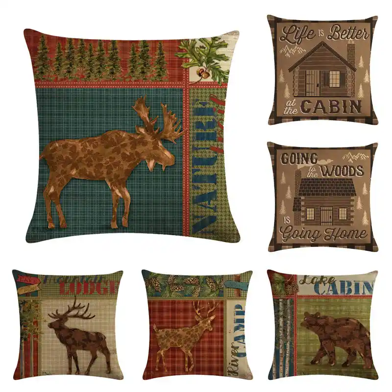 animals series background deer elk bear yak house cushion covers