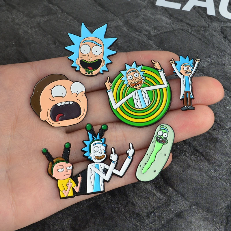 Unique Rick And Morty pins Various facial expressions Middle finger cucumber Metal badge Denim collar pin Cute gift for children
Unique Rick And Morty pins Various facial expressions Middle finger cucumber Metal badge Denim collar pin Cute gift for children