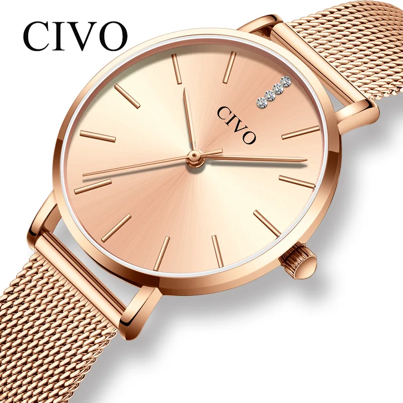 CIVO Woman Watch 2019 Fashion Luxury Quartz Watches Women Waterproof Rose Gold Steel Mesh Strap Watches Clock Relogio Feminino
CIVO Woman Watch 2019 Fashion Luxury Quartz Watches Women Waterproof Rose Gold Steel Mesh Strap Watches Clock Relogio Feminino