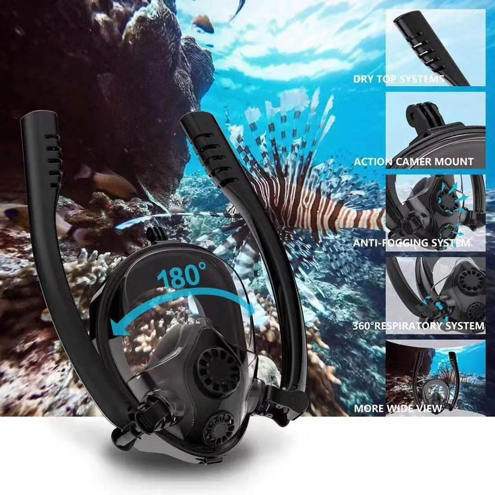 2019 Newly Full Face Snorkel Mask Swimming Water Sports Double Tubes Anti Fog Diving Mask
2019 Newly Full Face Snorkel Mask Swimming Water Sports Double Tubes Anti Fog Diving Mask