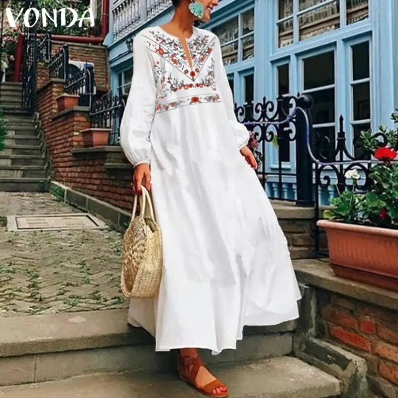 VONDA Plus Size Bohemian Dress Women Beach Sundress Lantern Sleeve Print Party Maxi Dress 2019 Summer Spring Robe Femme Vestidos
VONDA Plus Size Bohemian Dress Women Beach Sundress Lantern Sleeve Print Party Maxi Dress 2019 Summer Spring Robe Femme Vestidos