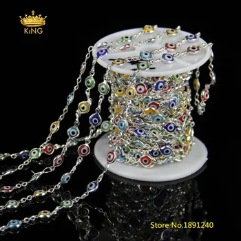 5Meter Evil Eye Glass Beaded Chains Jewelry,Rosary Chain Coin Shape Beads Plated Silver Wire Wrapped Connectors Chain Bulk KS020
5Meter Evil Eye Glass Beaded Chains Jewelry,Rosary Chain Coin Shape Beads Plated Silver Wire Wrapped Connectors Chain Bulk KS020