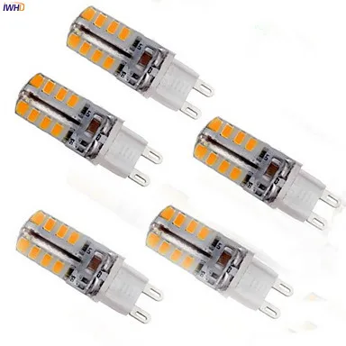 

IWHD 5pcs 3W G9 LED Bulb Dimmable 110V-220V G9 32XSMD3528 LED Bulb LED Bi-pin Corn Lights Cover High Bright Spotlight