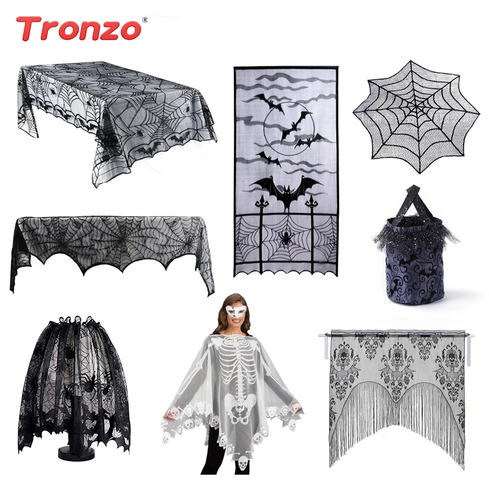 Tronzo Halloween Table Decoration Lace Spider Web Tablecloth Fireplace Scarf Skull Bat Curtain Candy Bag Horror Party Supplies
Tronzo Halloween Table Decoration Lace Spider Web Tablecloth Fireplace Scarf Skull Bat Curtain Candy Bag Horror Party Supplies