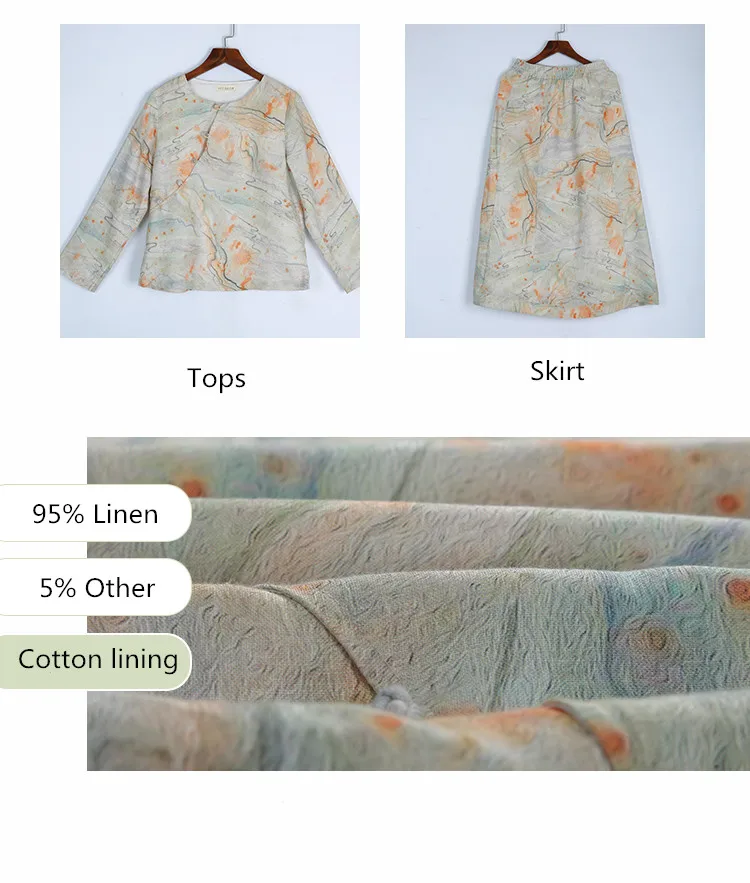 LZJN 2019 Women Sets Spring Summer Floral Print Chinese Style Blouses Pull Over Shirts and Skirts Ladies Ethnic Two-piece Suits (5)